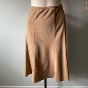 Y2K Vintage A Line Minimalist Midi Skirt Princess Seams Camel Tan Plus Size 14